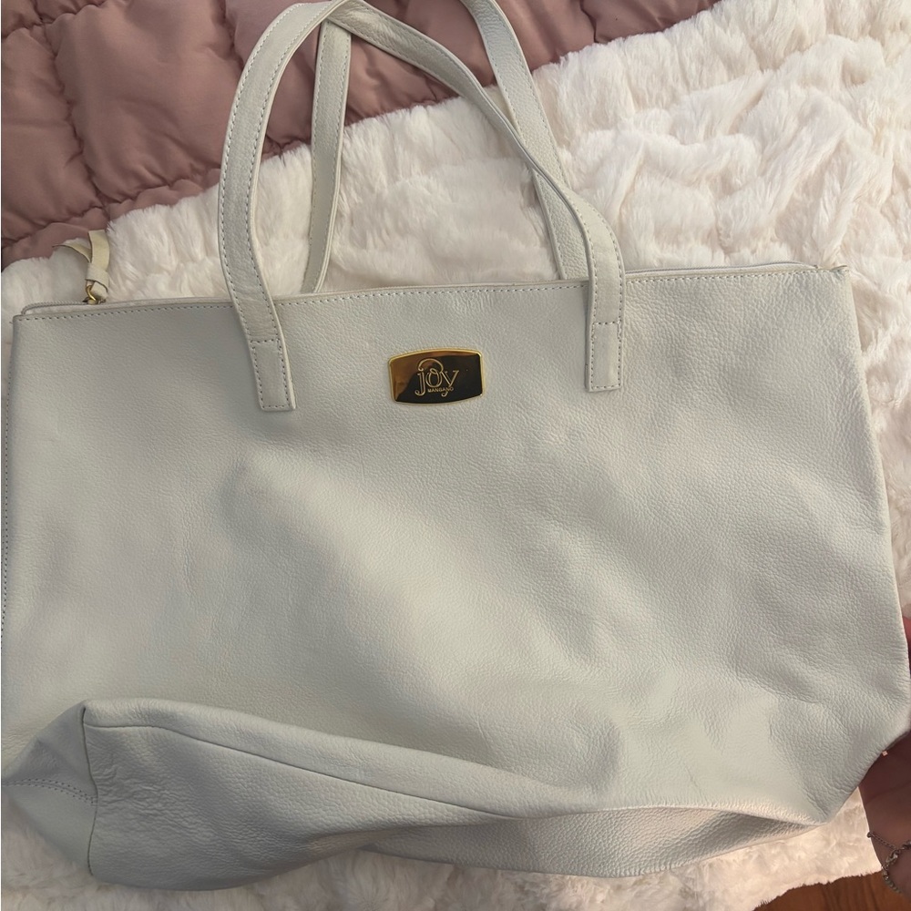 Joy Mangano White Leather Tote Bag